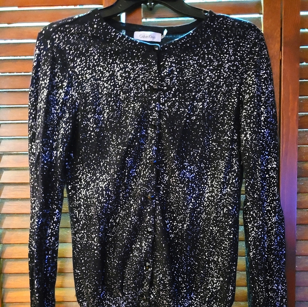 Calvin Klein medium black/silver cardigan sweater